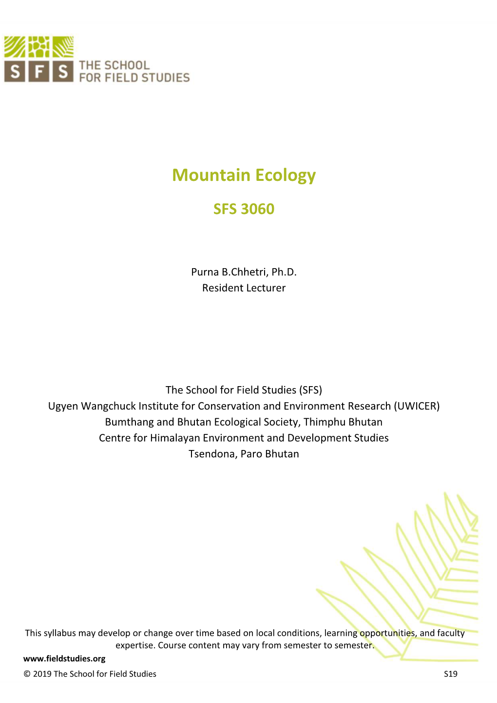 Mountain Ecology