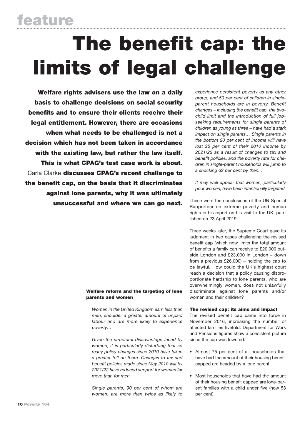 The Benefit Cap: the Limits of Legal Challenge