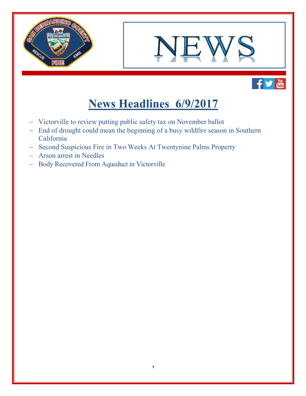 News Headlines 6/9/2017