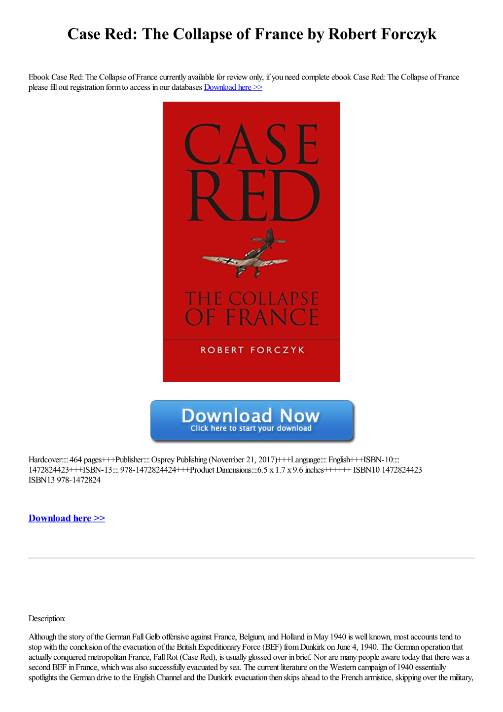 Case Red: the Collapse of France by Robert Forczyk