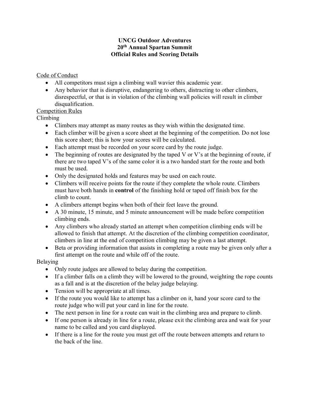 Spartan Summit Competition Rules and Scoring