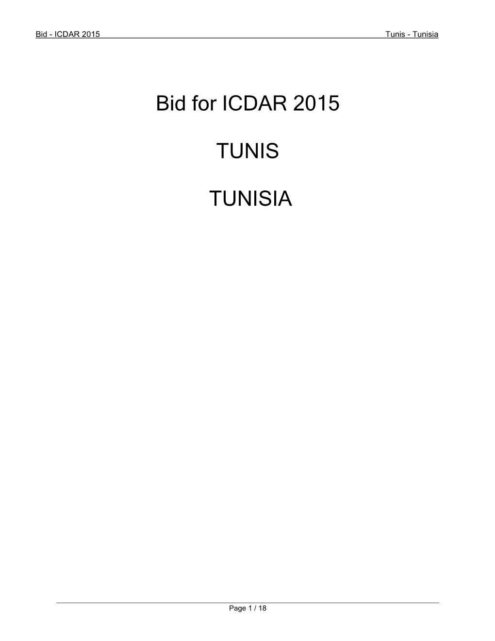Bid for ICDAR 2015 TUNIS TUNISIA