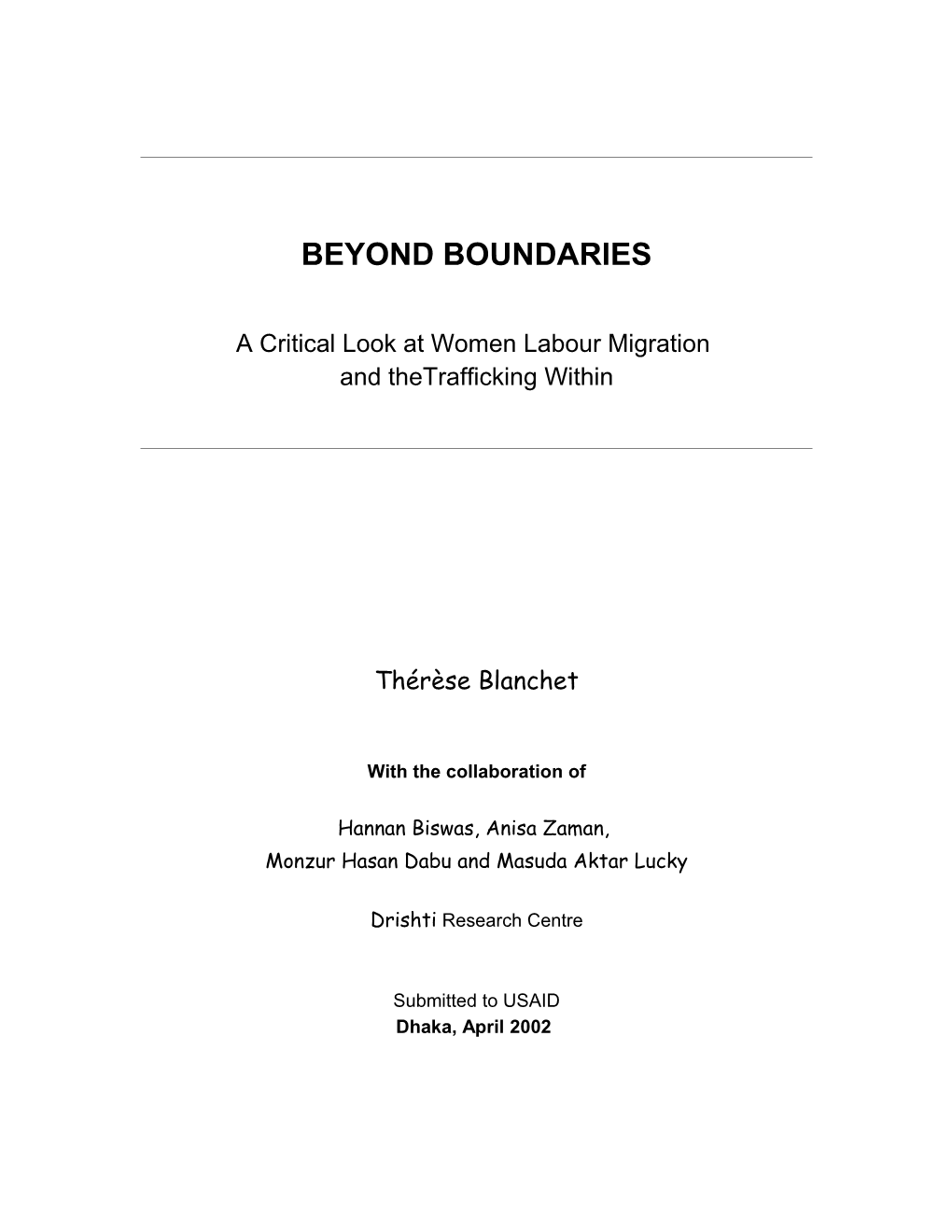 A Critical Look at Women Labour Migration