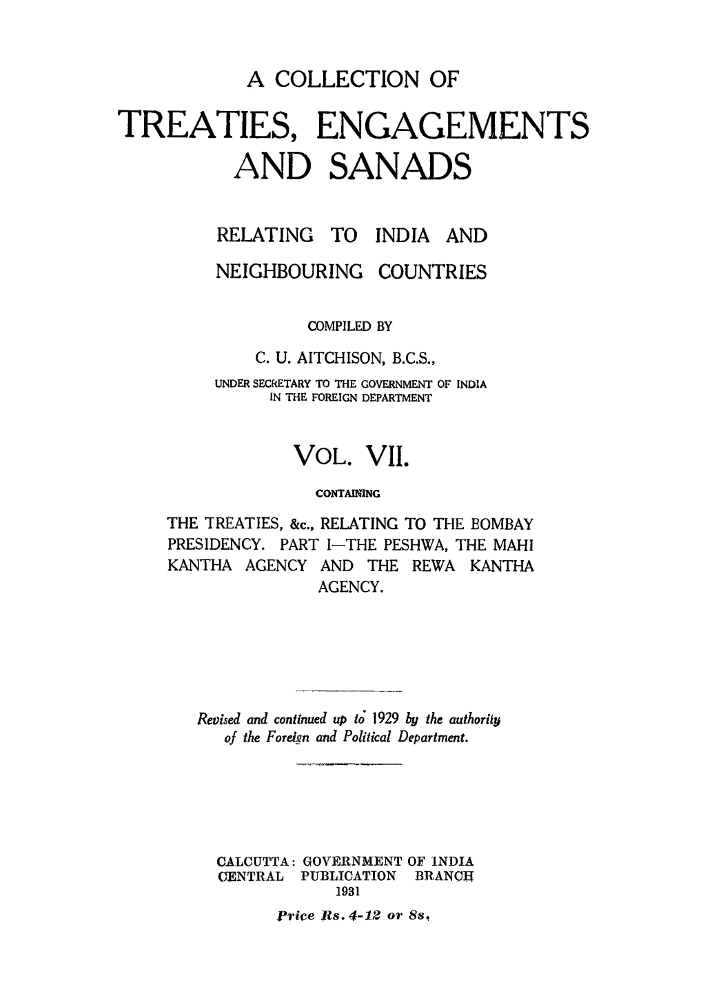 Treaties, Engagements and Sanads