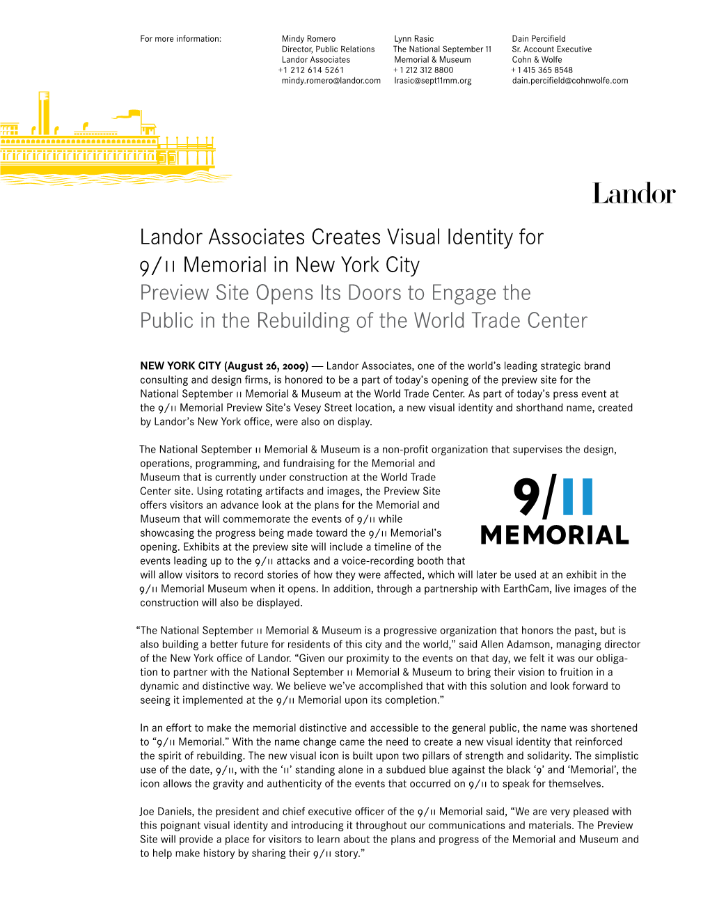 Landor Associates Creates Visual Identity for 9/11 Memorial in New
