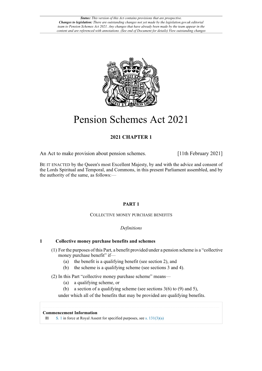 Pension Schemes Act 2021