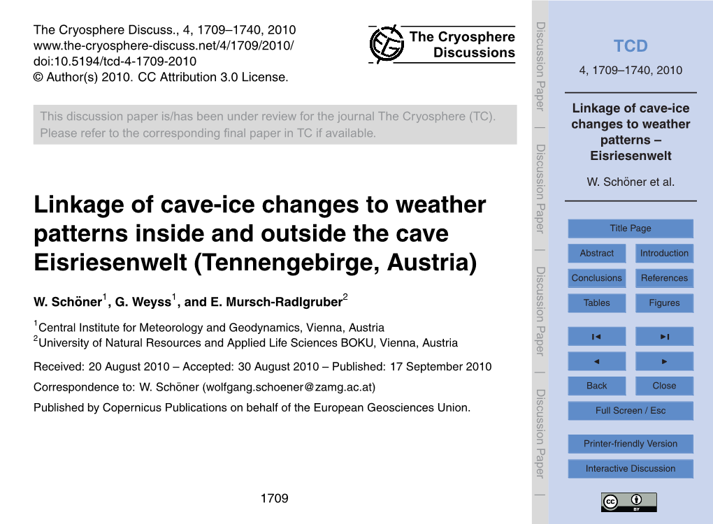Linkage of Cave-Ice Changes to Weather Patterns -- Eisriesenwelt