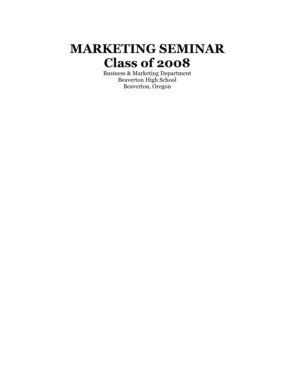 Marketing Seminar