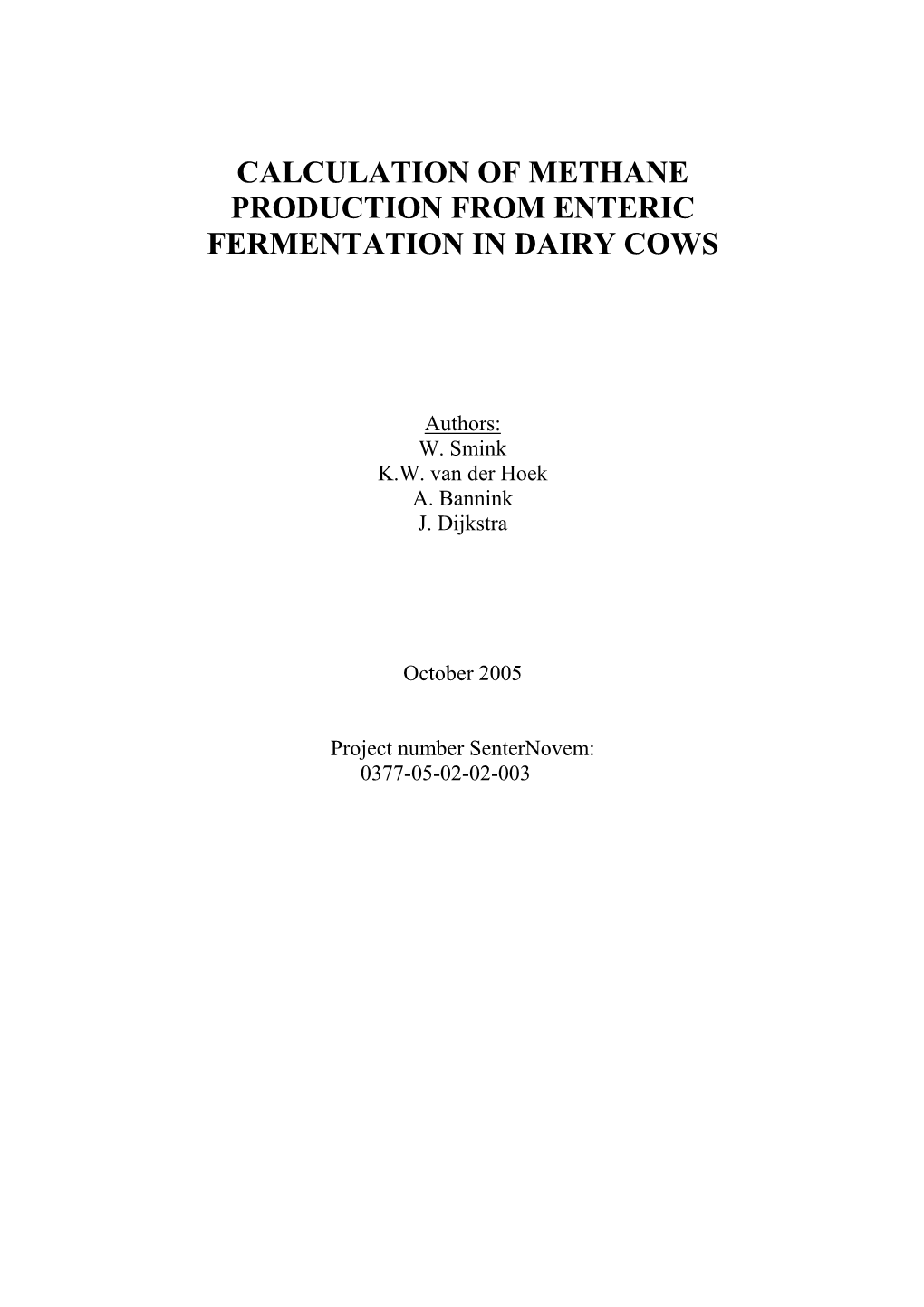 Calculation of Methane Production from Enteric Fermentation in Dairy Cows