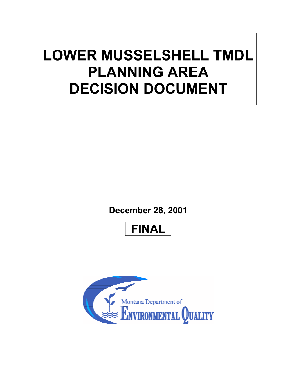 Lower Musselshell Tmdl Planning Area Decision Document