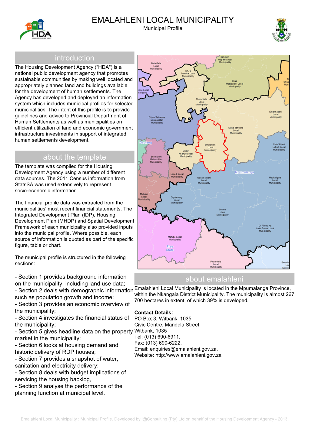 EMALAHLENI LOCAL MUNICIPALITY Municipal Profile