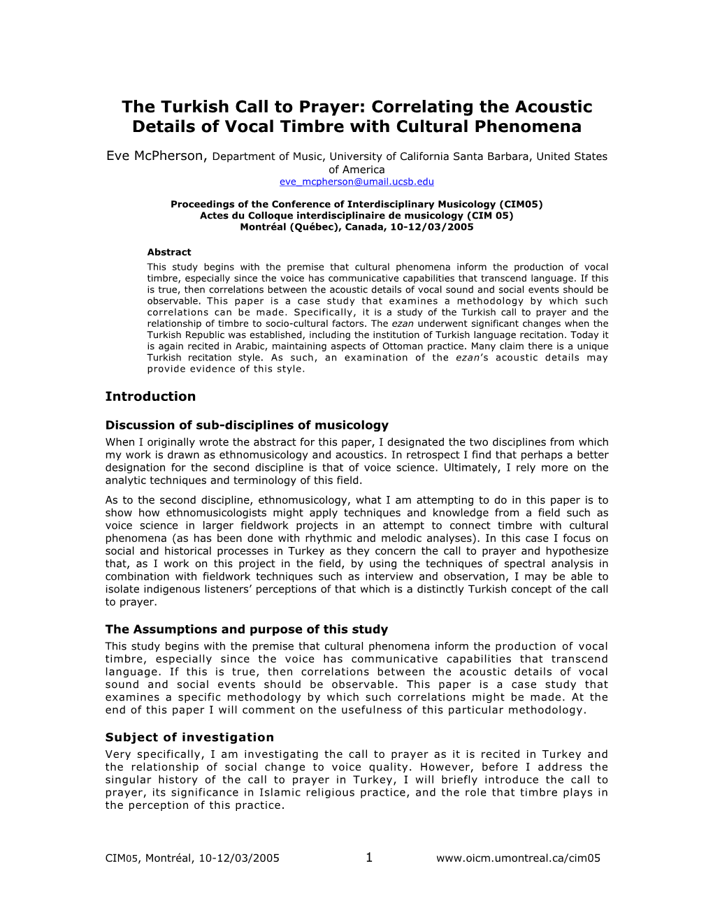 The Turkish Call to Prayer: Correlating the Acoustic Details of Vocal Timbre with Cultural Phenomena