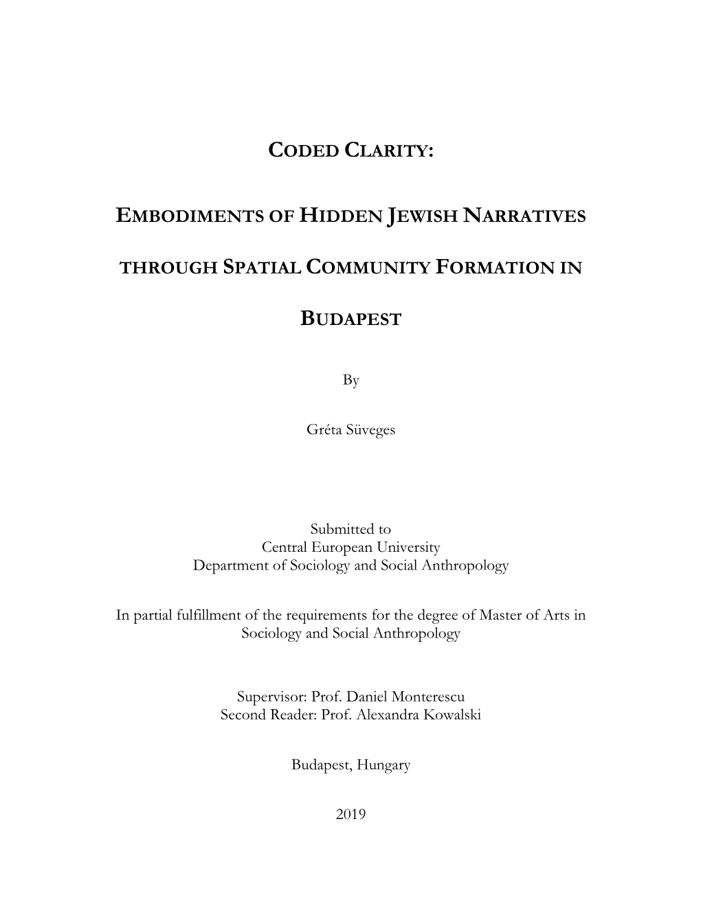 Embodiments of Hidden Jewish Narratives Through Spatial