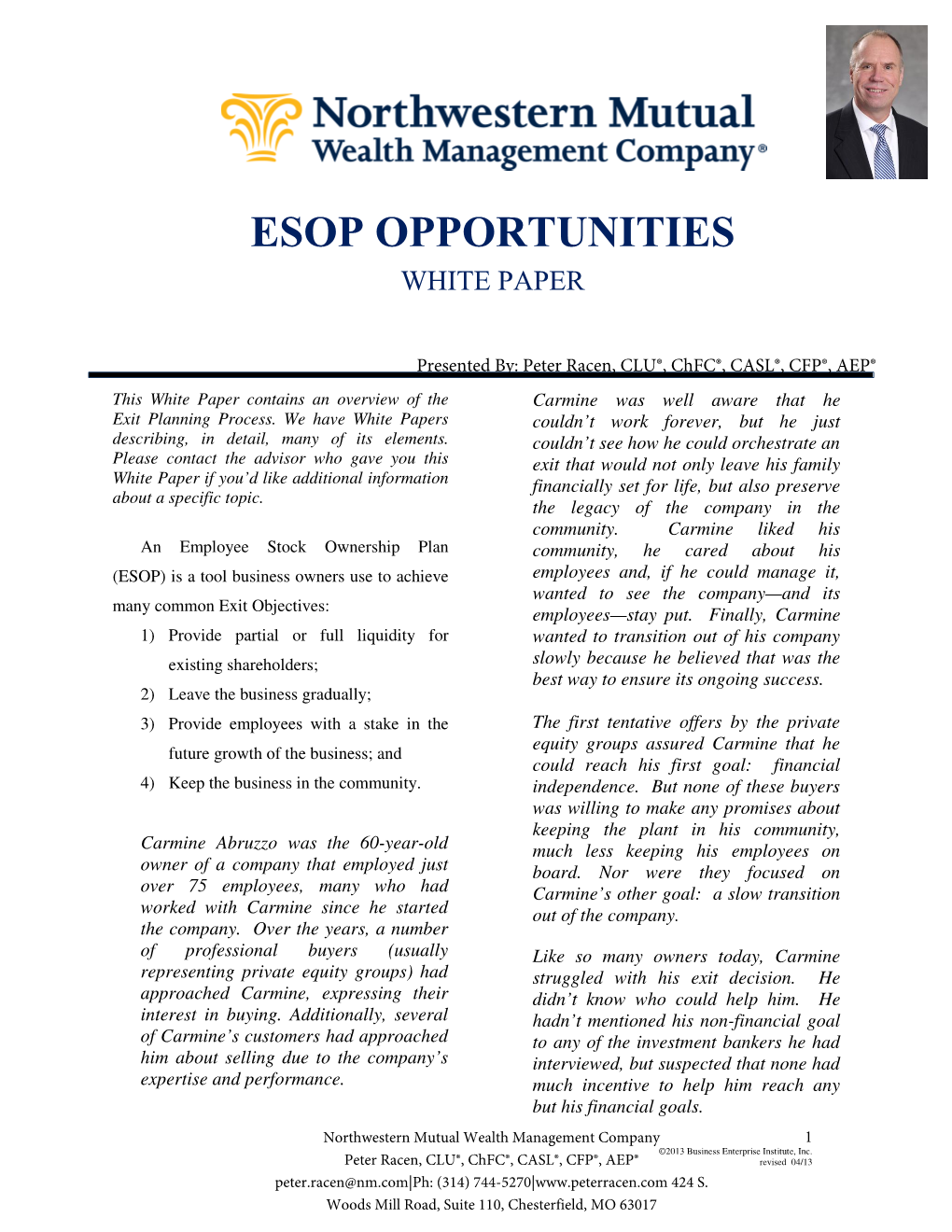 Esop Opportunities White Paper
