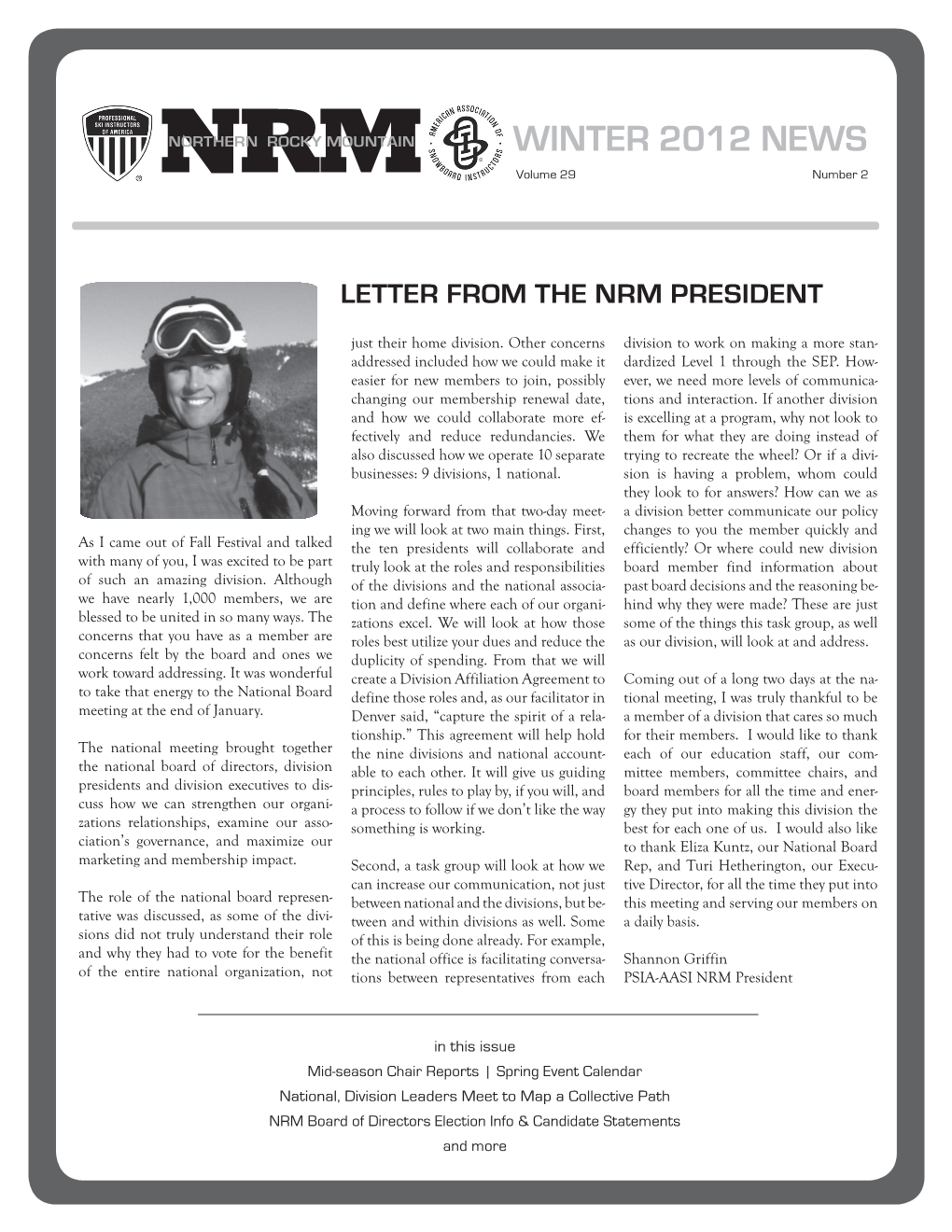 WINTER 2012 NEWS NRM Volume 29 Number 2