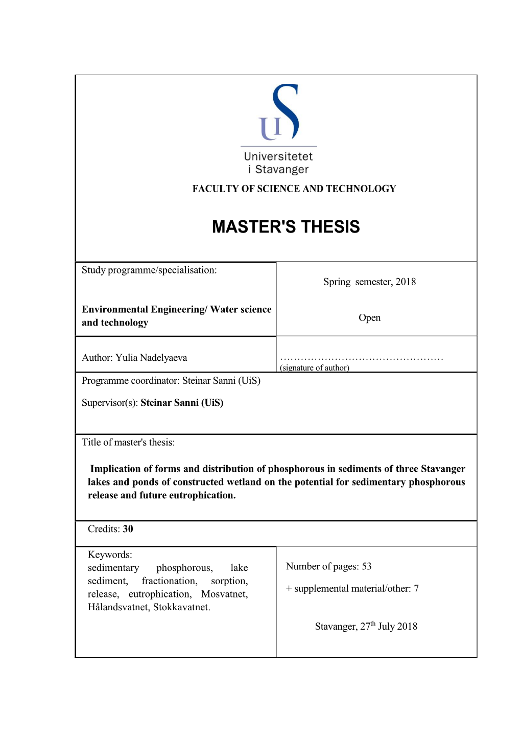 Master's Thesis