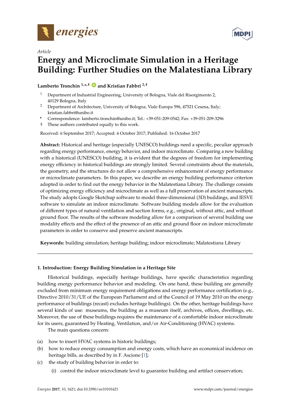 Energy and Microclimate Simulation in a Heritage Building: Further Studies on the Malatestiana Library