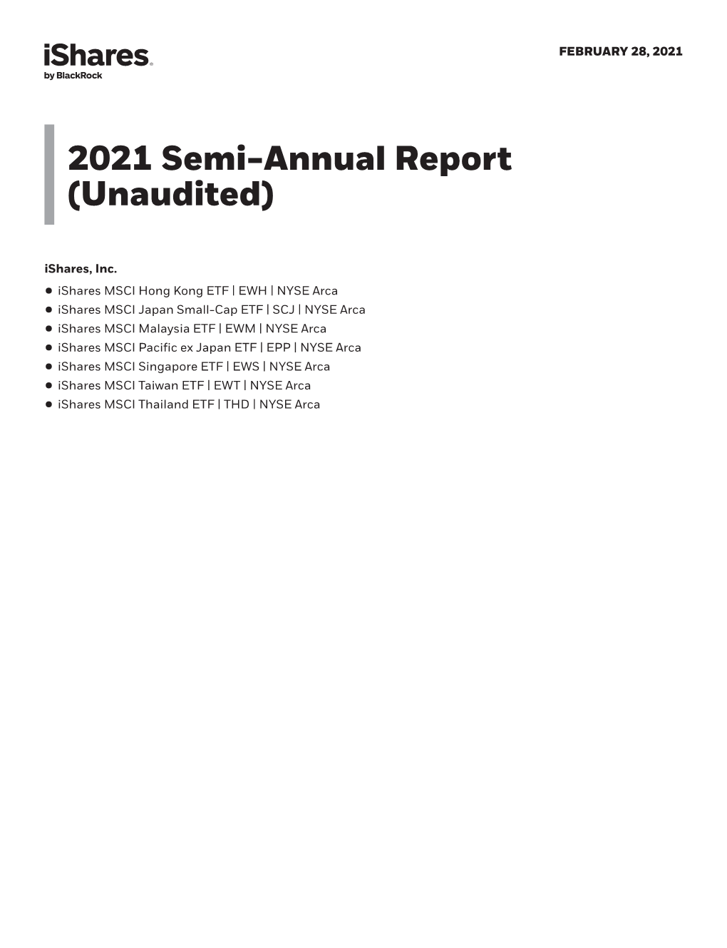 Semi-Annual Report (Unaudited) Ishares, Inc