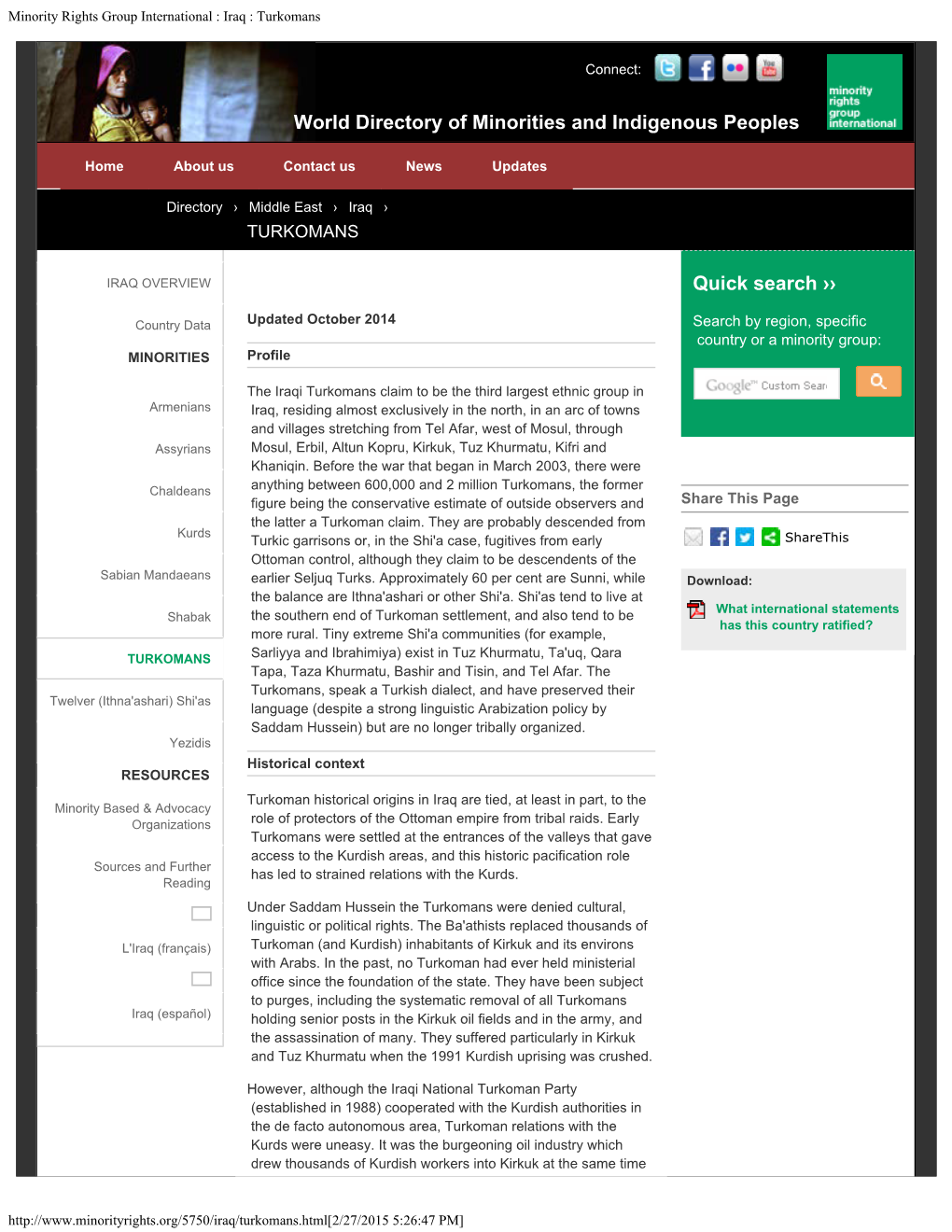 Minority Rights Group International : Iraq : Turkomans