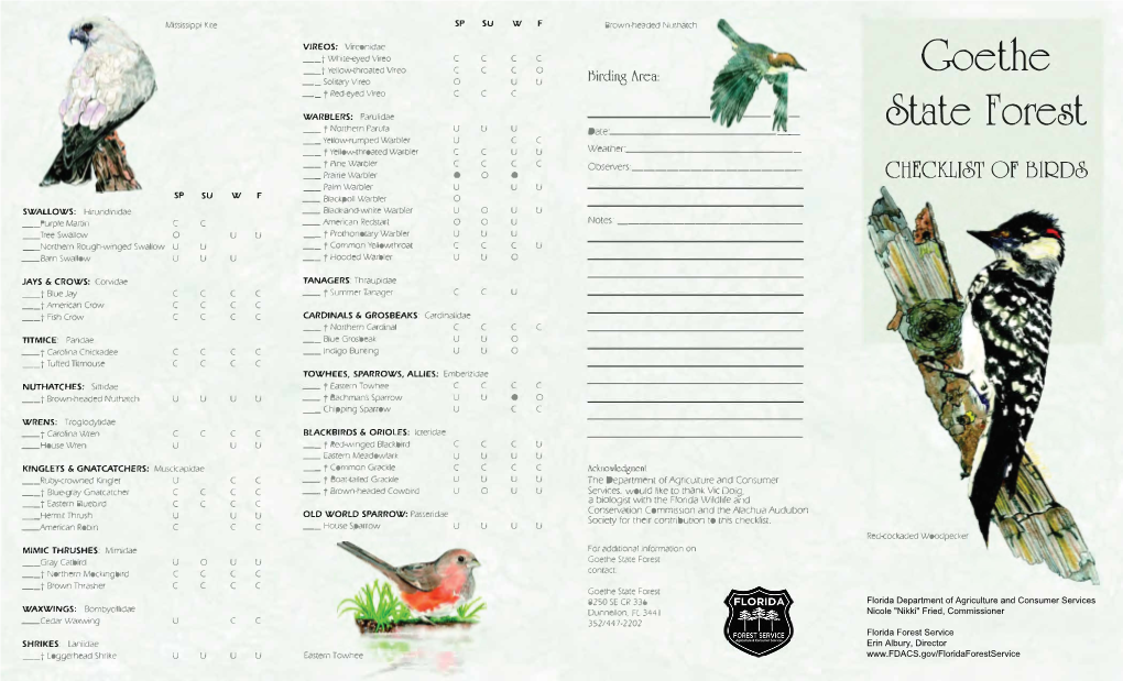 Goethe's Birding Checklist