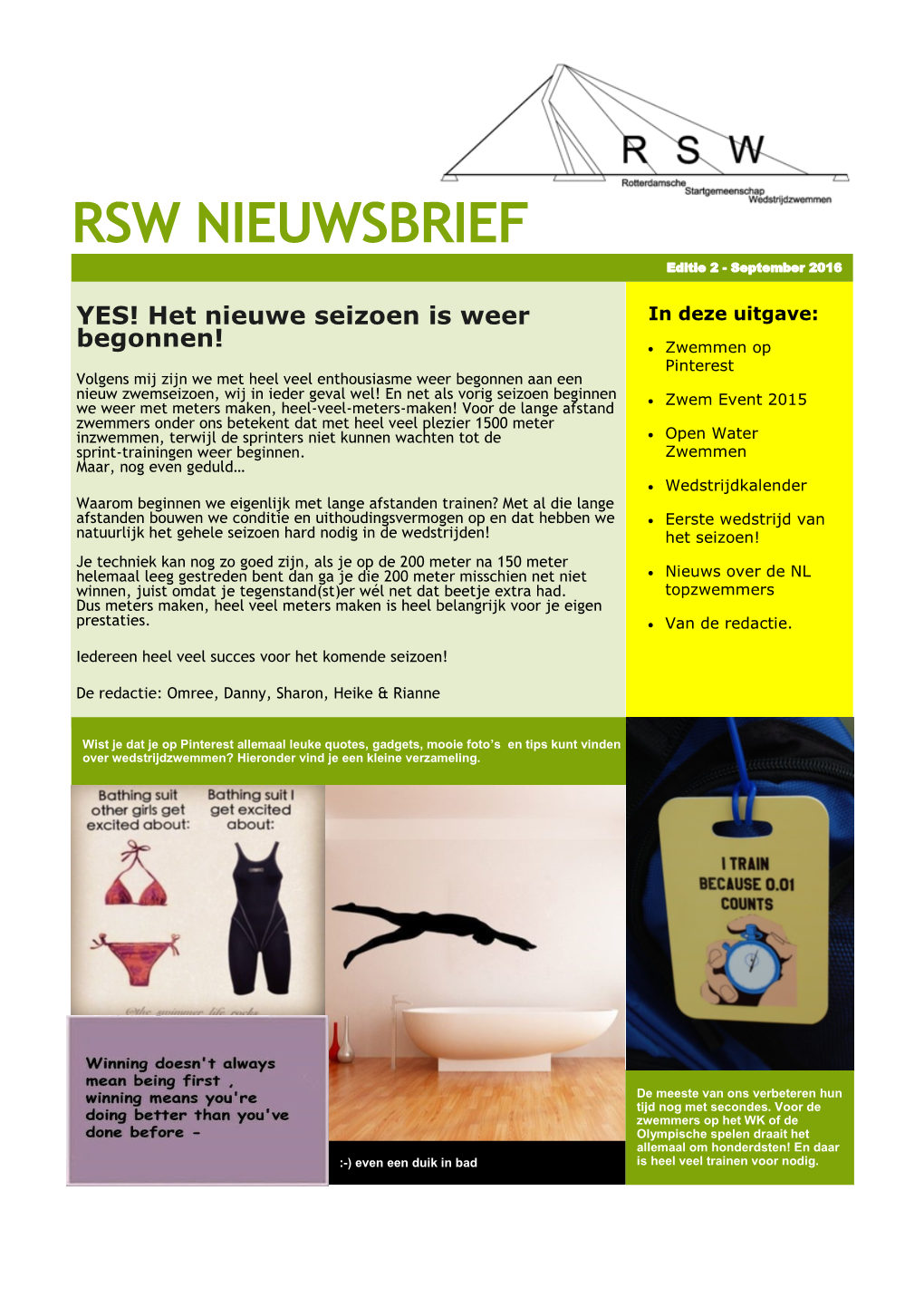 RSW NIEUWSBRIEF Editie 2 - September 2016