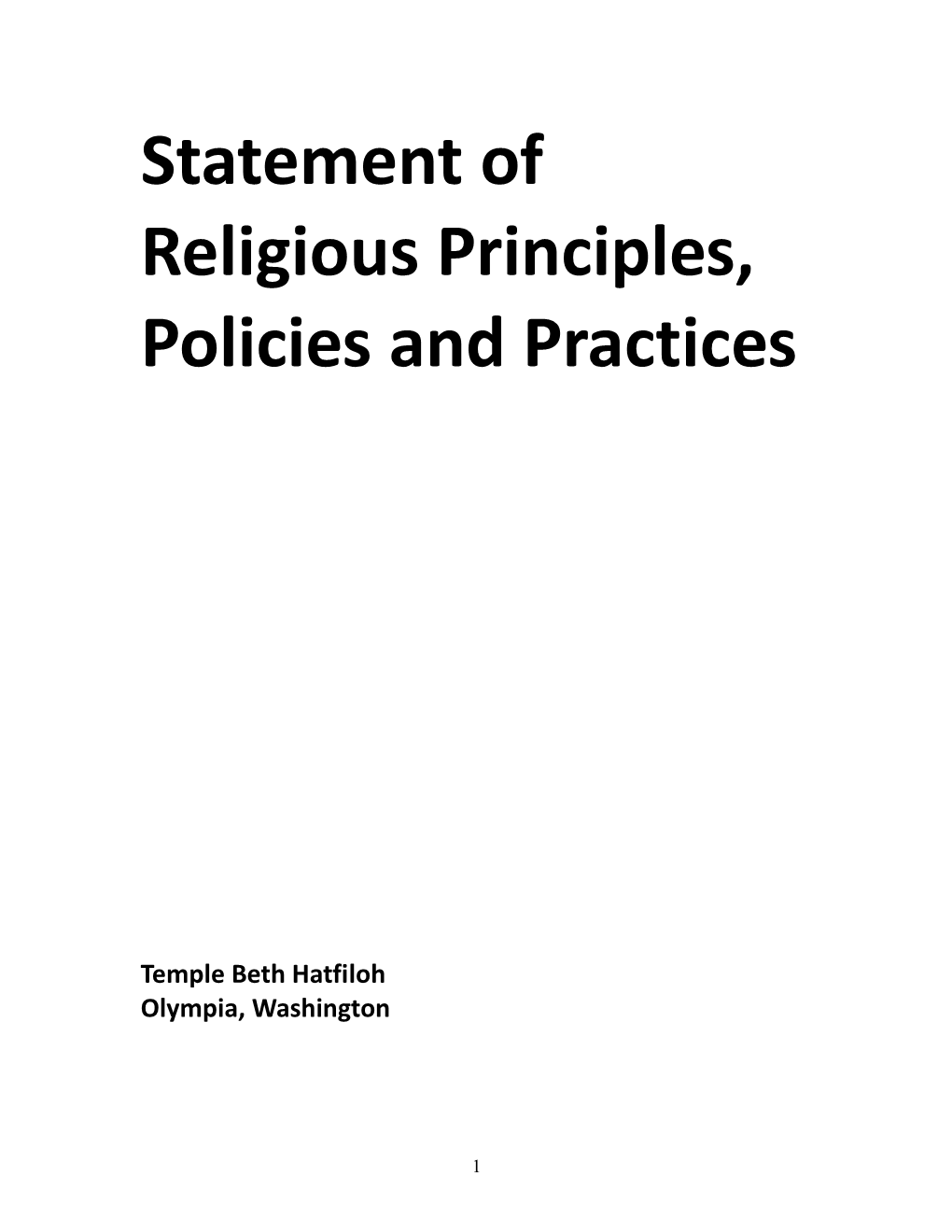 Statement of Religious Principles, Policies and Practices