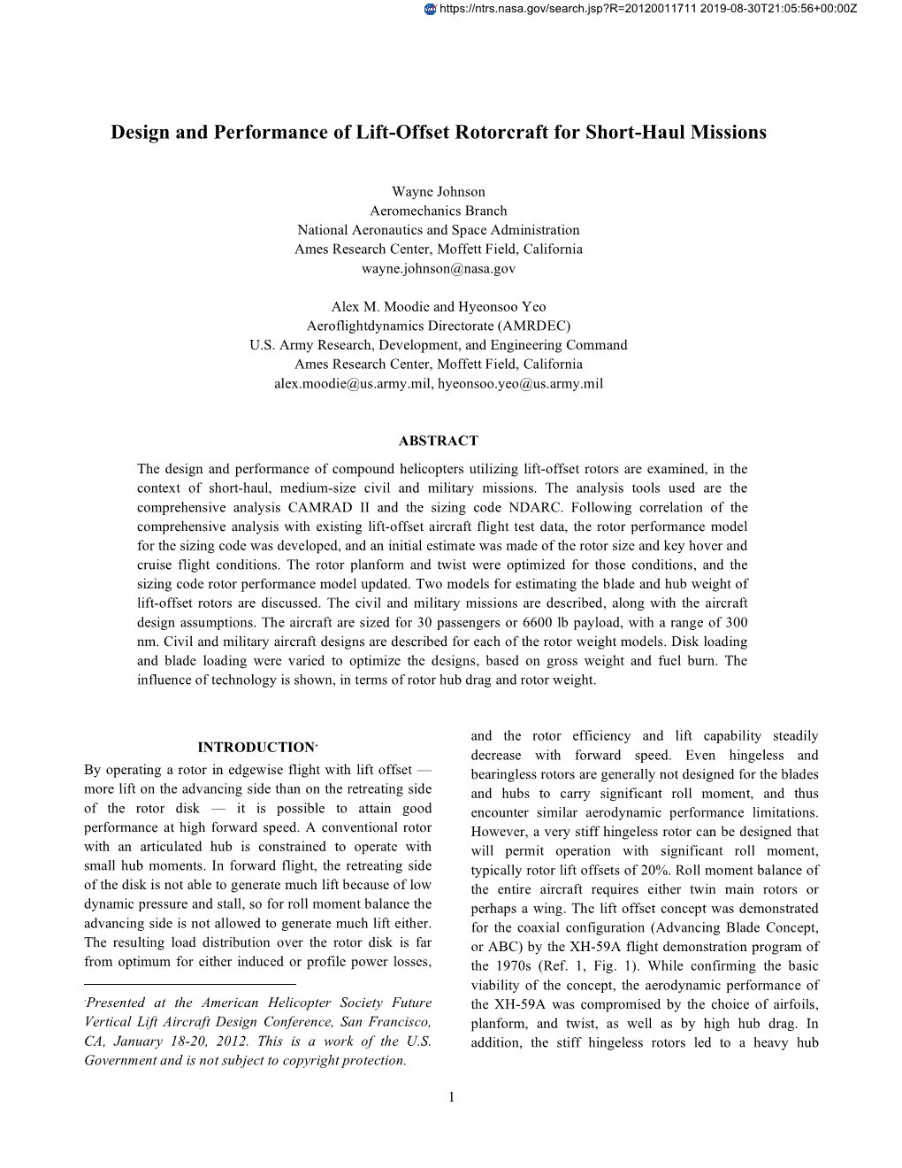 Design and Performance of Lift-Offset Rotorcraft for Short-Haul Missions