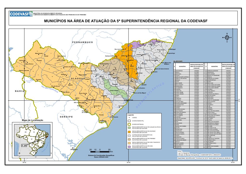 Municípios Na Área De Atuação Da 5ª Superintendência Regional Da Codevasf