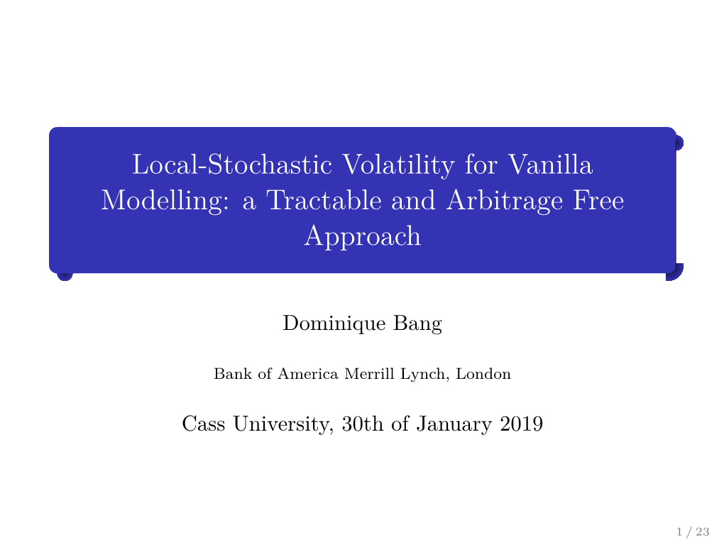 Local-Stochastic Volatility for Vanilla Modelling: a Tractable and Arbitrage Free Approach
