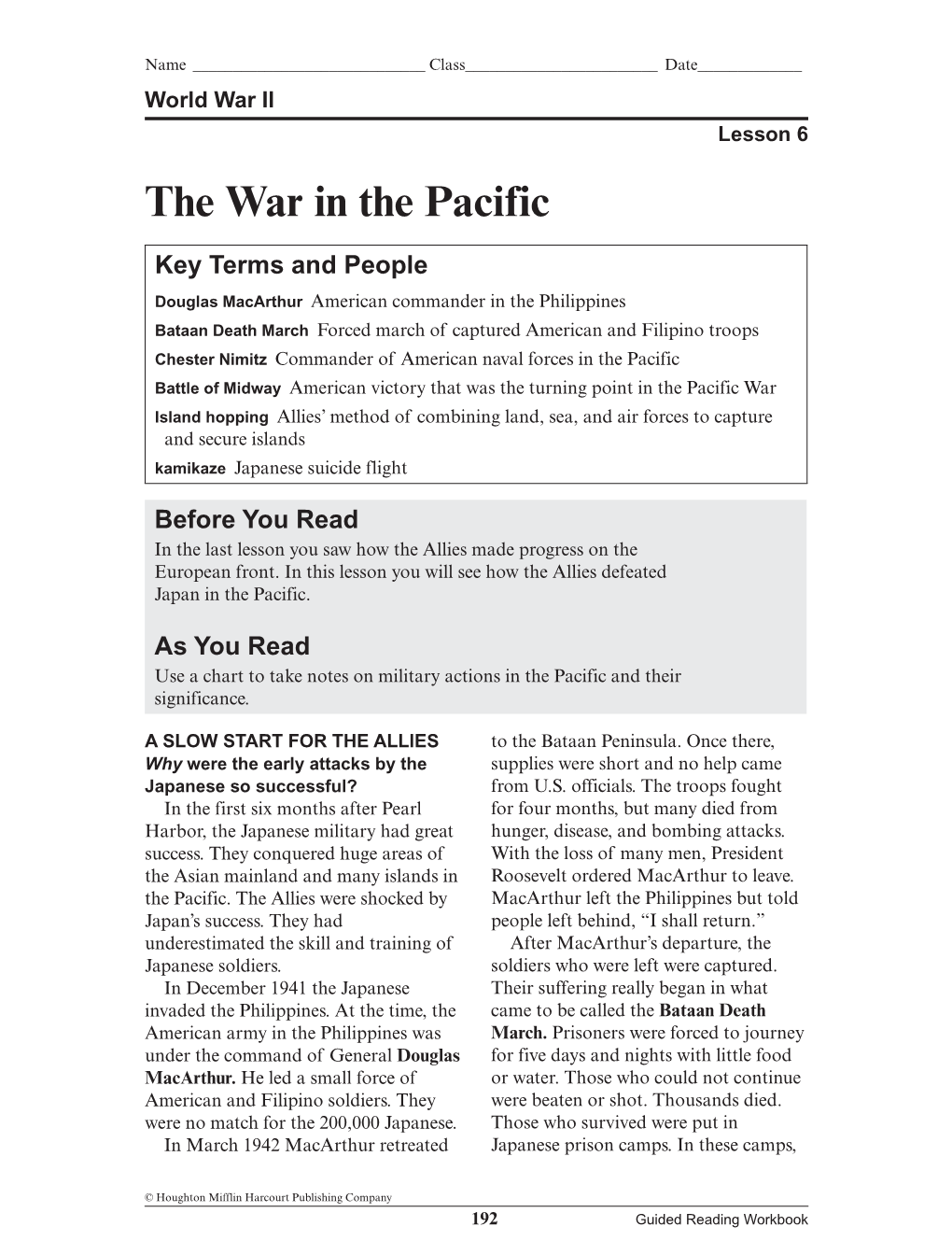 The War in the Pacific