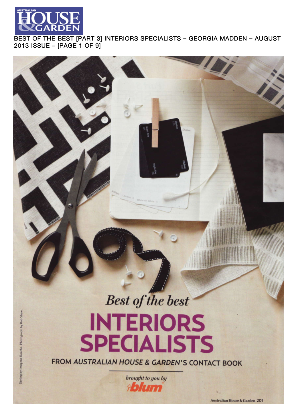 Interiors Specialists – Georgia Madden – August 2013 Issue – [Page 1 of 9]