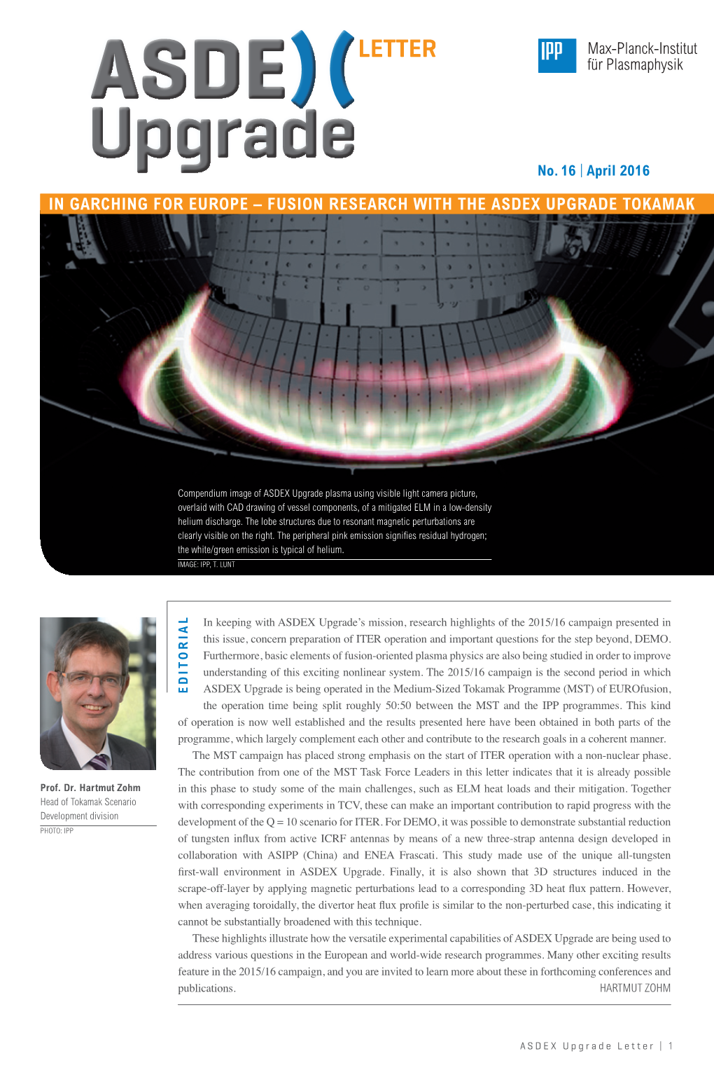 LETTER Max-Planck-Institut Für Plasmaphysik