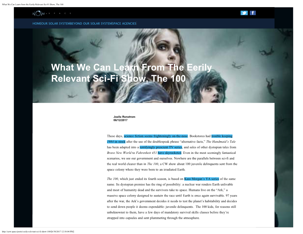What We Can Learn from the Eerily Relevant Sci-Fi Show, the 100
