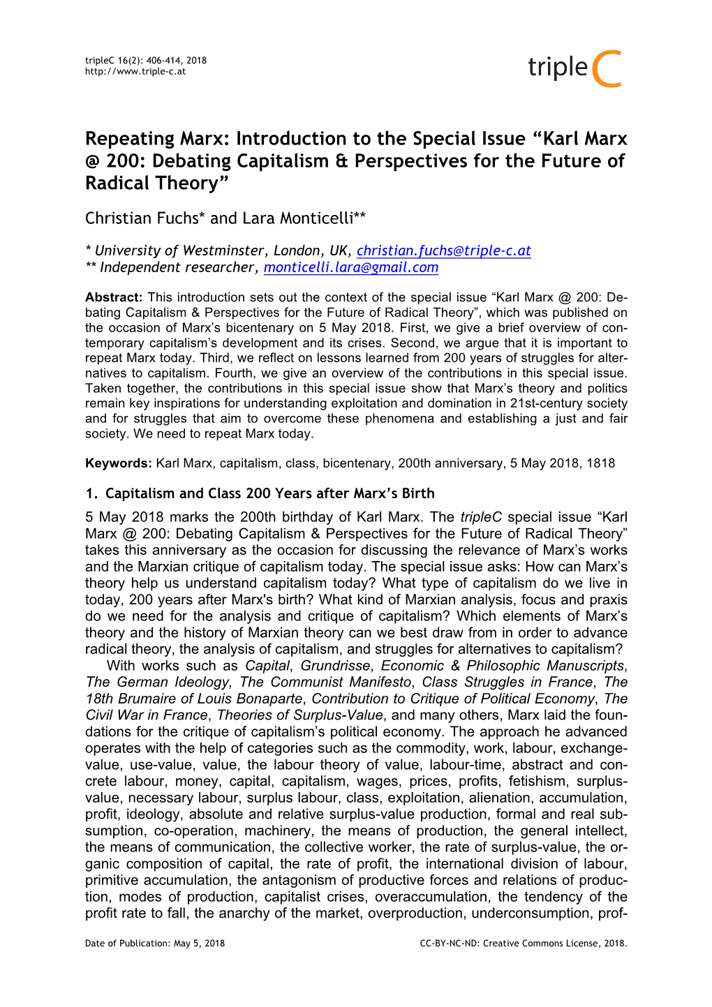 Karl Marx @ 200: Debating Capitalism & Perspectives for the Future of R