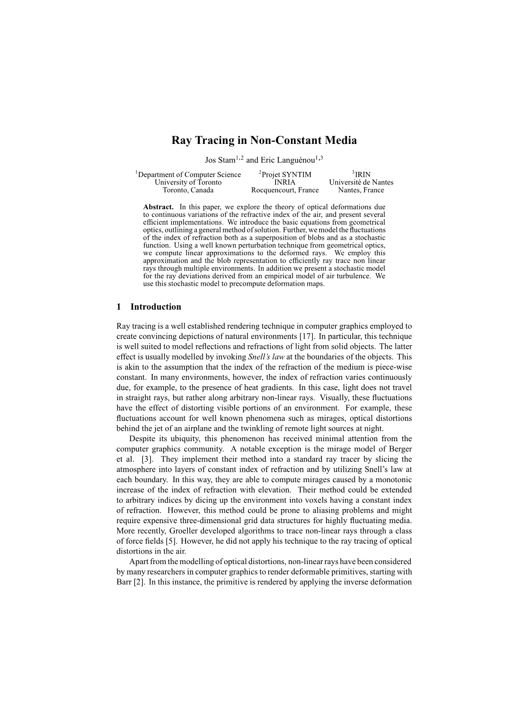 Ray Tracing in Non-Constant Media