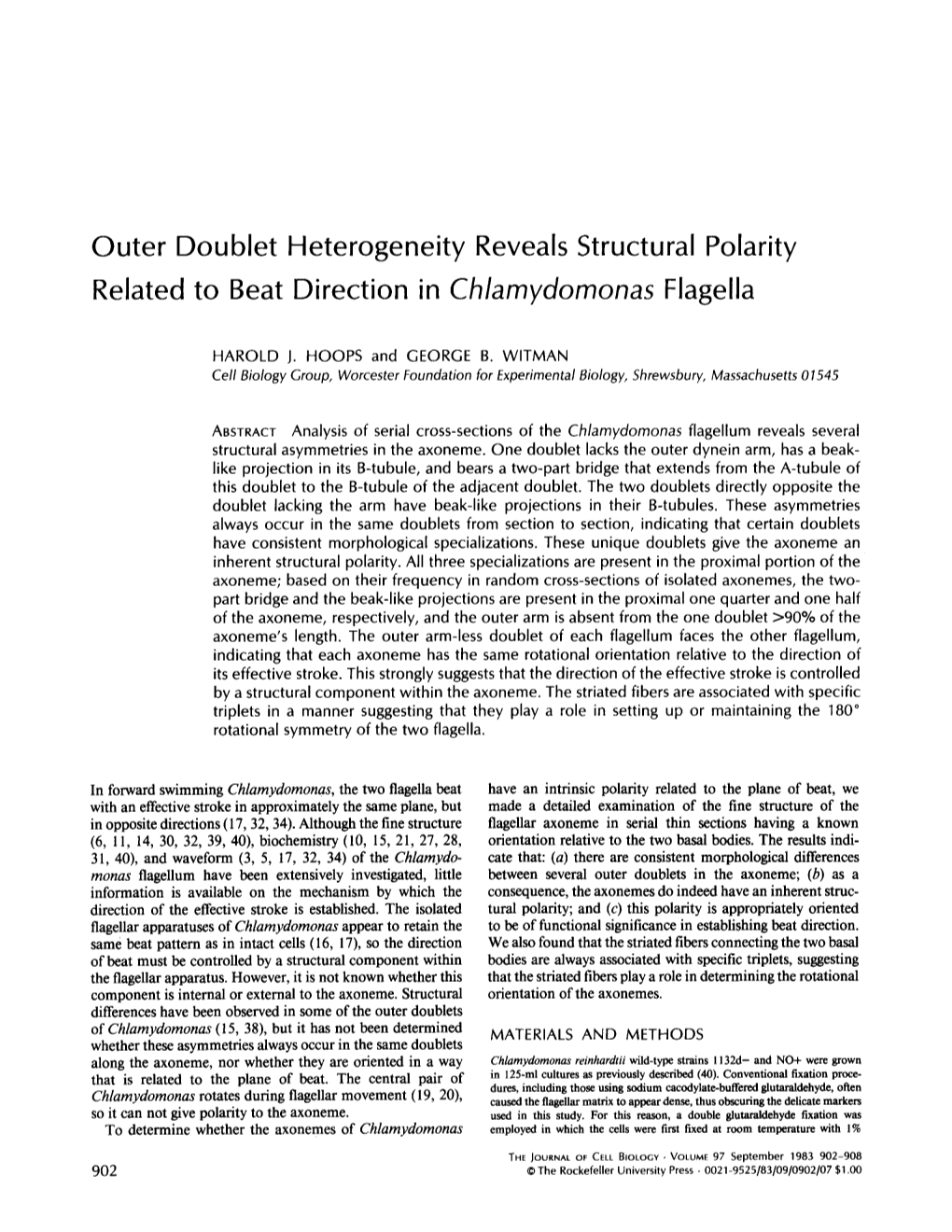 Direction in Chlamydomonas Flagella