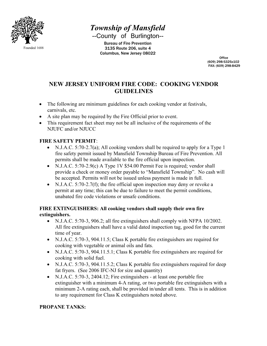 New Jersey Uniform Fire Code: Cooking Vendor Guidelines