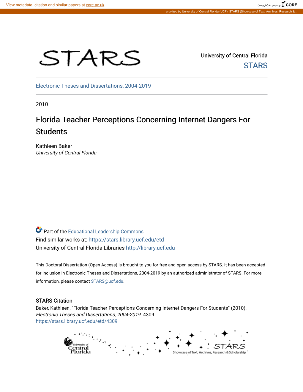 Florida Teacher Perceptions Concerning Internet Dangers for Students