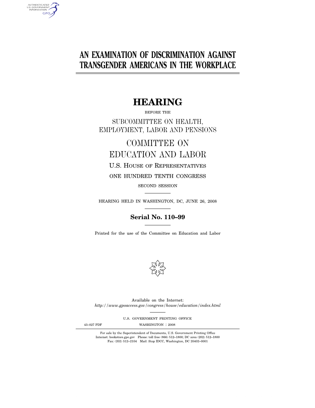 An Examination of Discrimination Against Transgender Americans in the Workplace