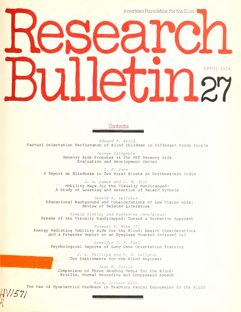 AFB Research Bulletin 27 Apr., 1974