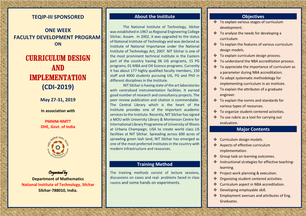 Curriculum Design and Implementation (CDI-2019)