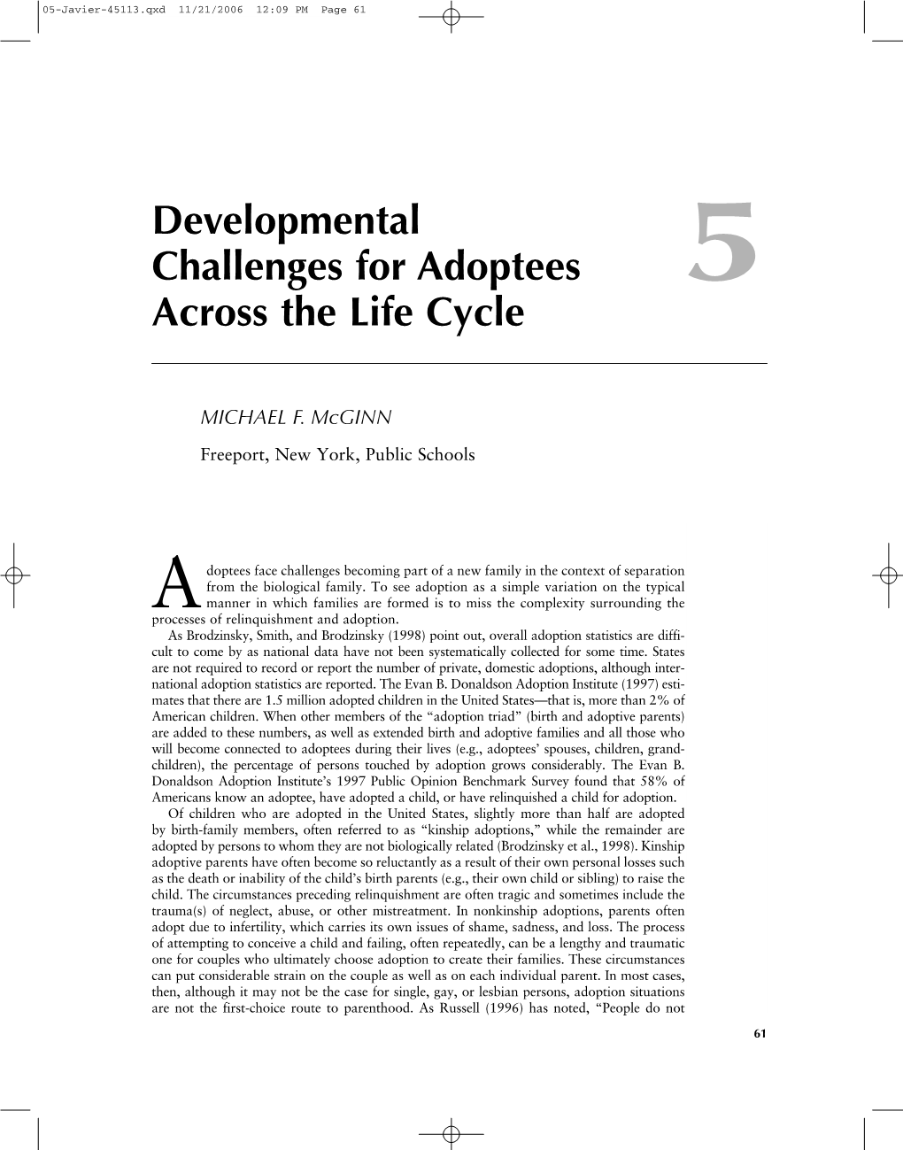 Developmental Challenges for Adoptees Across the Life Cycle 63