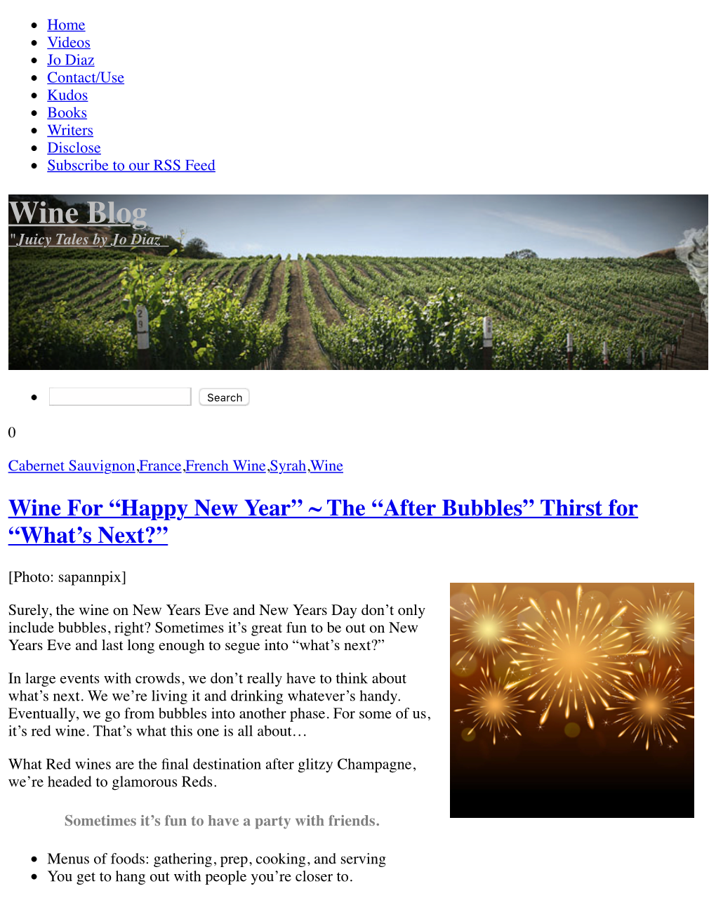 Wine Blog "Juicy Tales by Jo Diaz"