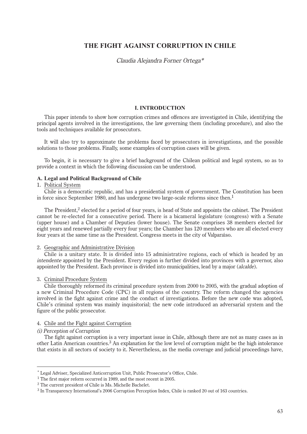 The Fight Against Corruption in Chile by Ms. Claudia Alejandra Forner Ortega