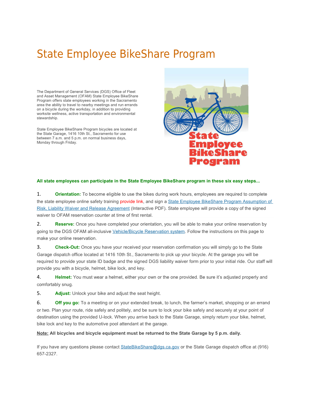 State Employee Bikeshare Program