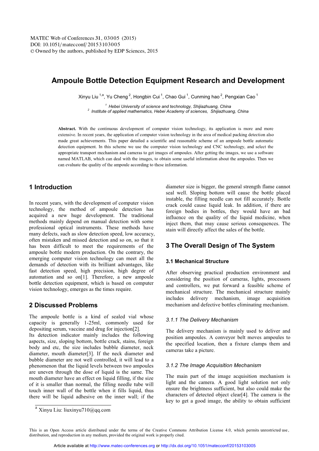 Ampoule Bottle Detection Equipment Research and Development