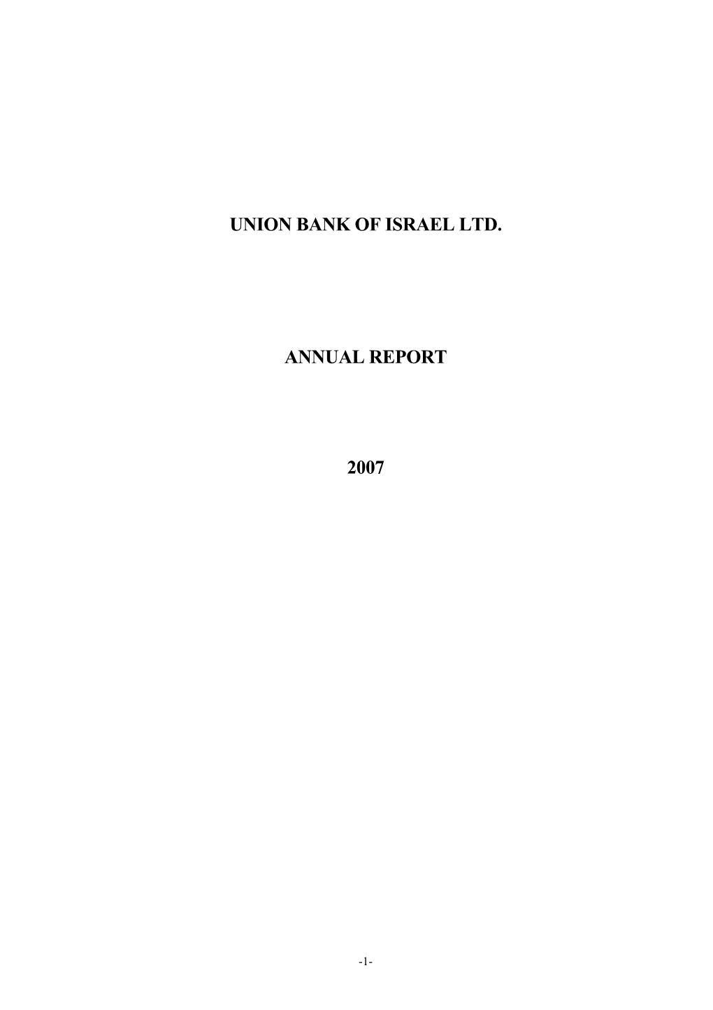 Union Bank of Israel Ltd. Annual Report 2007