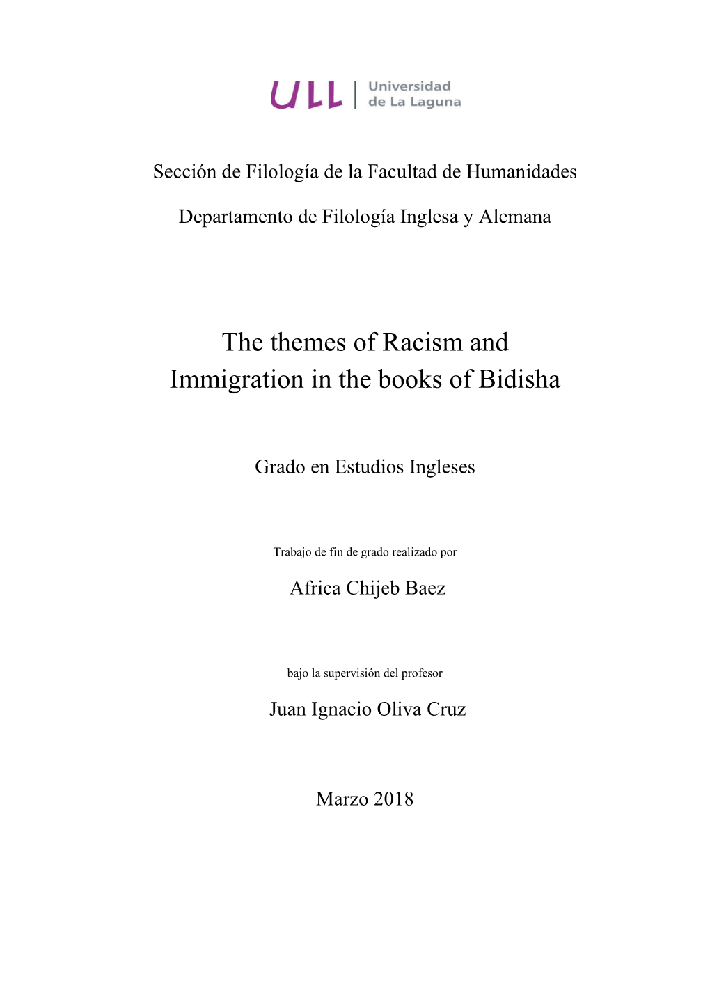 The Themes of Racism and Immigration in the Books of Bidisha