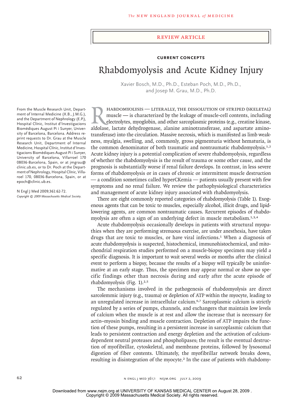 Rhabdomyolysis and Acute Kidney Injury