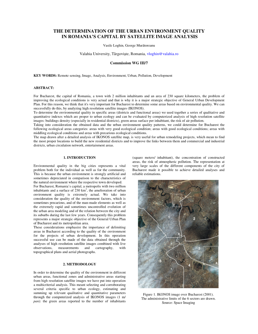 The Determination of the Urban Environment Quality in Romania’S Capital by Satellite Image Analysis